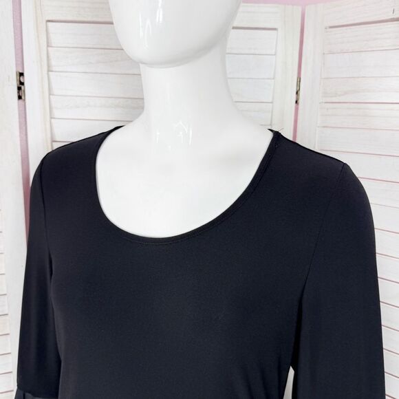 MSK Chiffon Bell Sleeve Jersey Sheath Dress Black Small Gothic Bewitched Boho - Picture 5 of 11